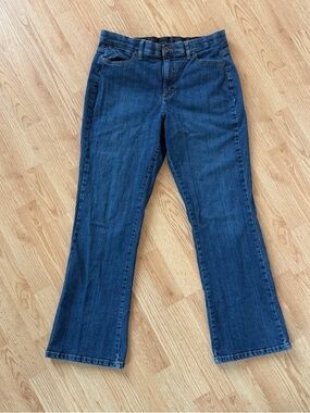 VTG Lee Women’s Bootcut Flare Blue Denim Jeans Comfort Waist Stretch Size 14 Med